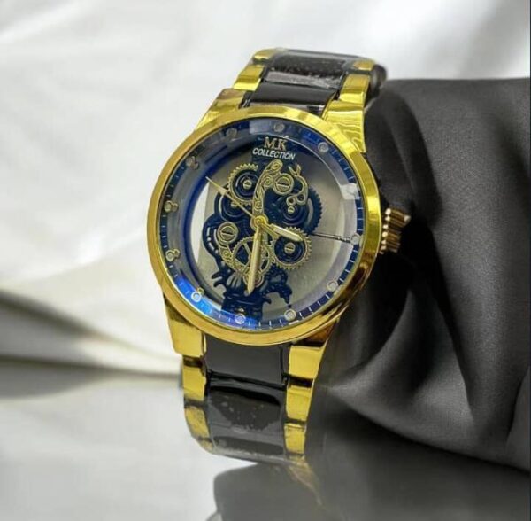 Luxurious Golden Skeleton Watch with Leather Strap