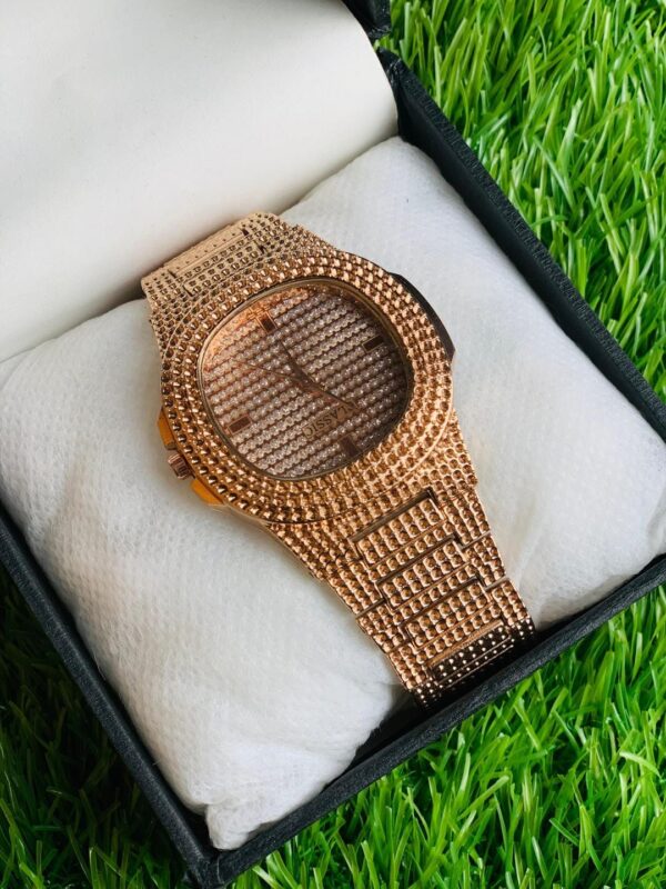 Gold-Tone Diamond-Studded Watch