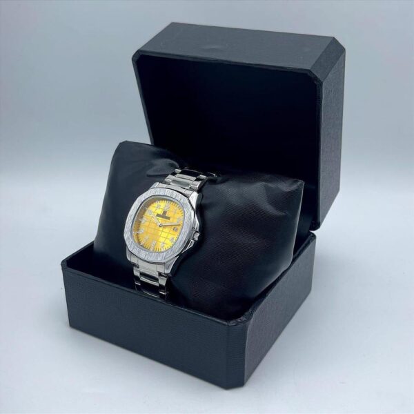 Universe Point Silver Watch with Yellow Dial - Image 4