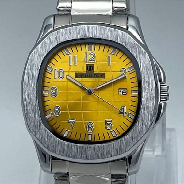 Universe Point Silver Watch with Yellow Dial - Image 2