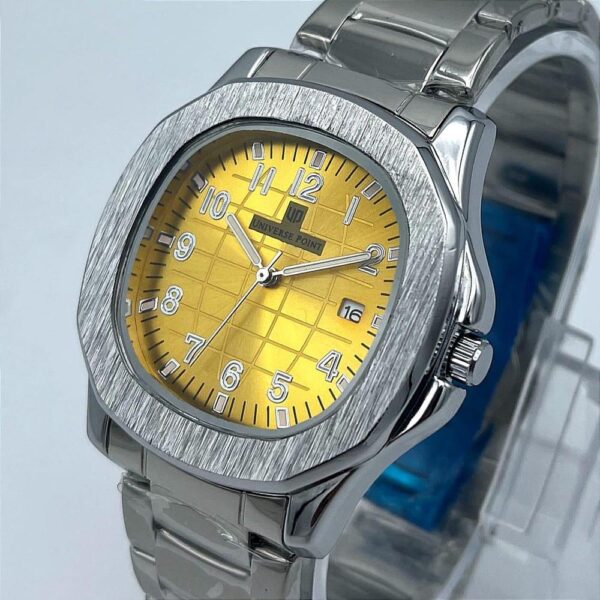 Universe Point Silver Watch with Yellow Dial